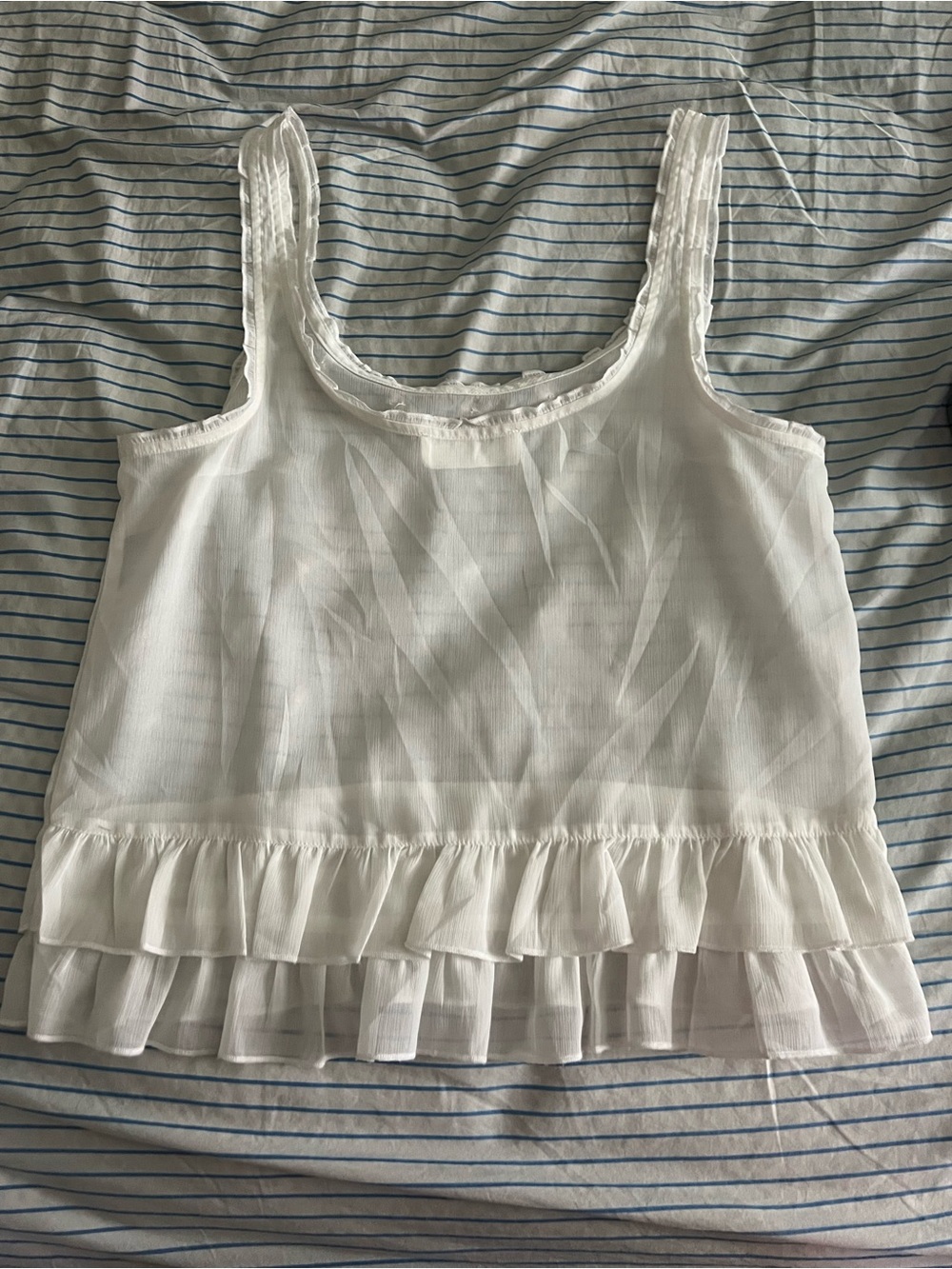 Abercrombie Fitch Ethereal Sheer Ruffle Angel Top Fairy Coquette Boho Romantic M - Picture 6 of 9